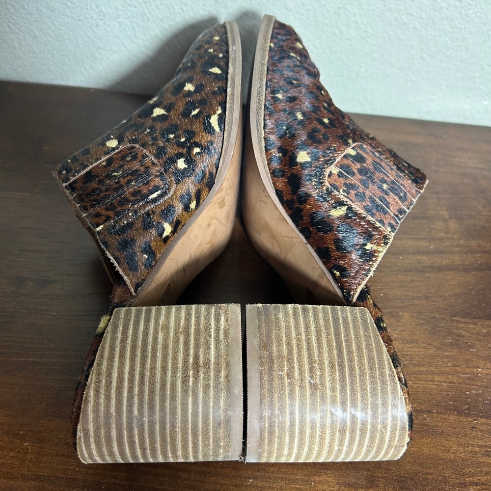 Madewell Shoes 9 Leopard Calf Hair Mules‎ Brown Animal Print Block Heel - Picture 6 of 10
